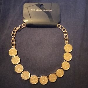3 for💲25🌟 New York & Company glitter disk necklace rose-gold-tone sparkle disc